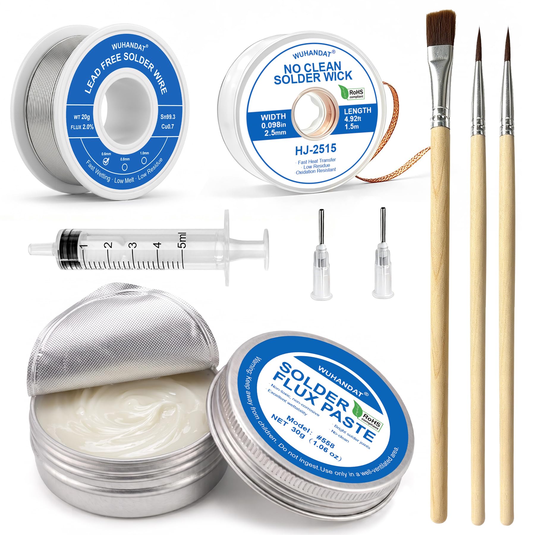 30g Pasta para Soldar Estaño,Pasta Soldar Estaño,Pasta de Soldadura | Flux Soldar,Incluye Alambre de Soldadura 20g y Trenza Desoldadora 1,5M×2,5MM,Para la Reparación Electrónicos y la Soldadura