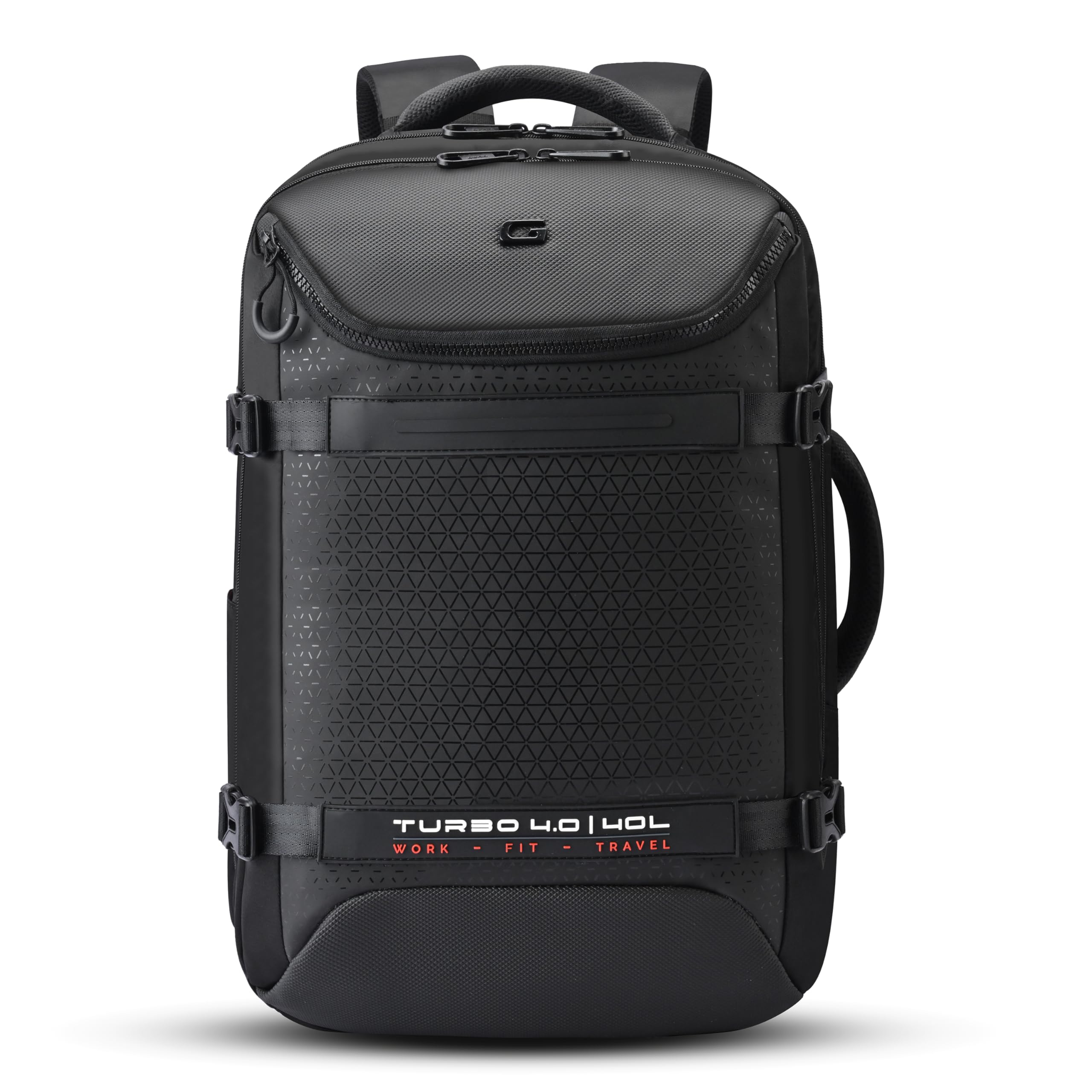 Turbo 4 19"/40L Large Water Resistant Anti Theft Faux Leather Laptop Backpack with Raincover | Casual Backpack | Daypack | Travel Backpack | College Bag For Men/Women(Black - Black)-image-43