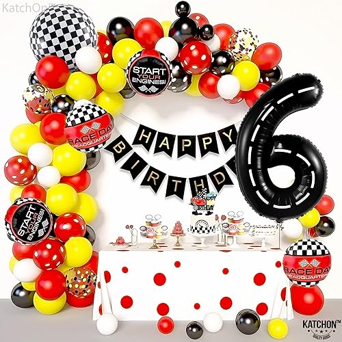 Miniatura 3 de KatchOn Gaint Race Car - Globo de número 6 - 40 pulgadas  Decoración de globos negros de cumpleaños 6  Decoraciones de cumpleaños de 6 años  Globo