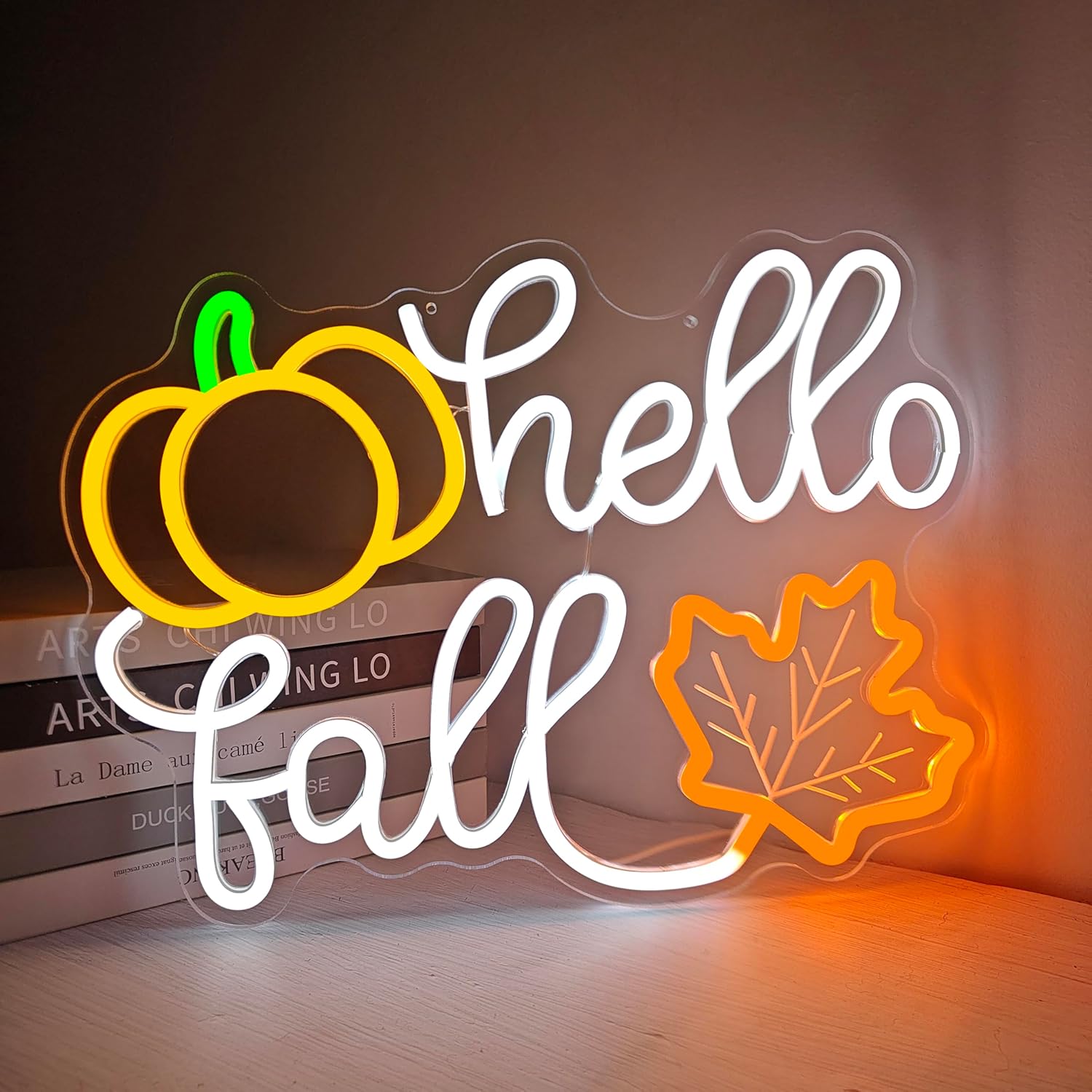 Hello Fall Neon Signs for Wall Decor Pumpkin Neon Light Sign Pumpkin Led Signs for Bedroom Wall Fall Light Up Sign for Thanksgiving Decor Dimmable Led Sign for Office Bedroom Decoration - Image 3