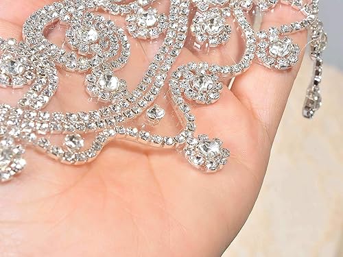 Miniatura 3 de Apliques de diamantes de imitación brillantes colgantes de cristal dulce corazón apliques para vestidos de novia decoración de cinturón nupcial