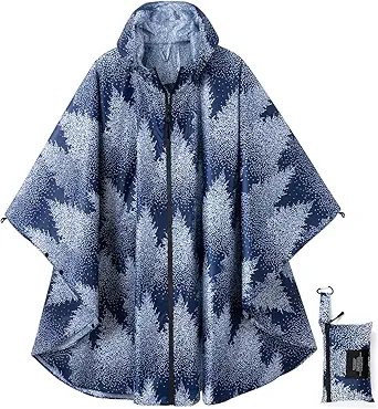 Rain Poncho Jacket Coat Hooded Zipper Style for Women/Men/Adult with Pocket