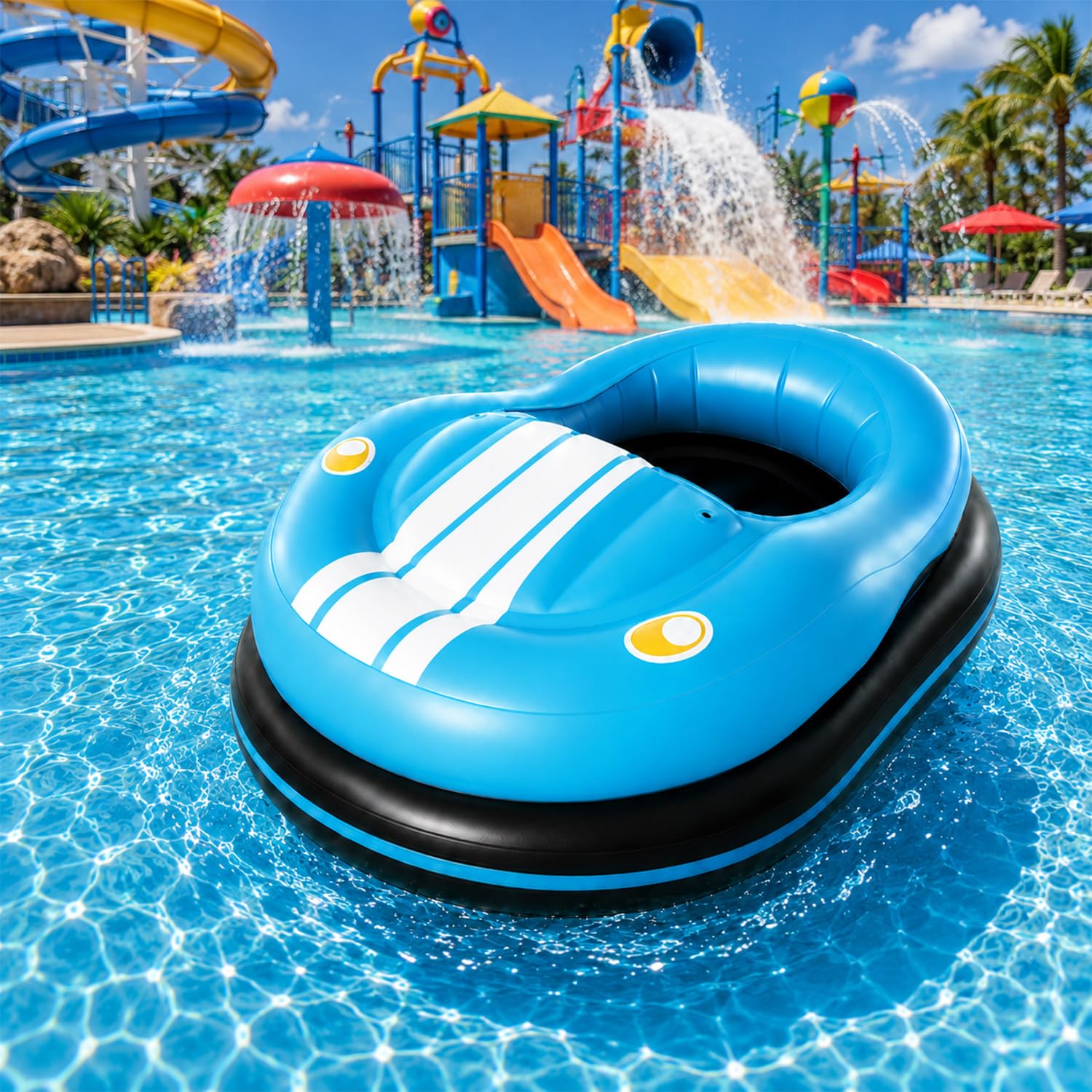 Motorized Pool Floats for Adults, Inflatable Electric Bumper Boat
