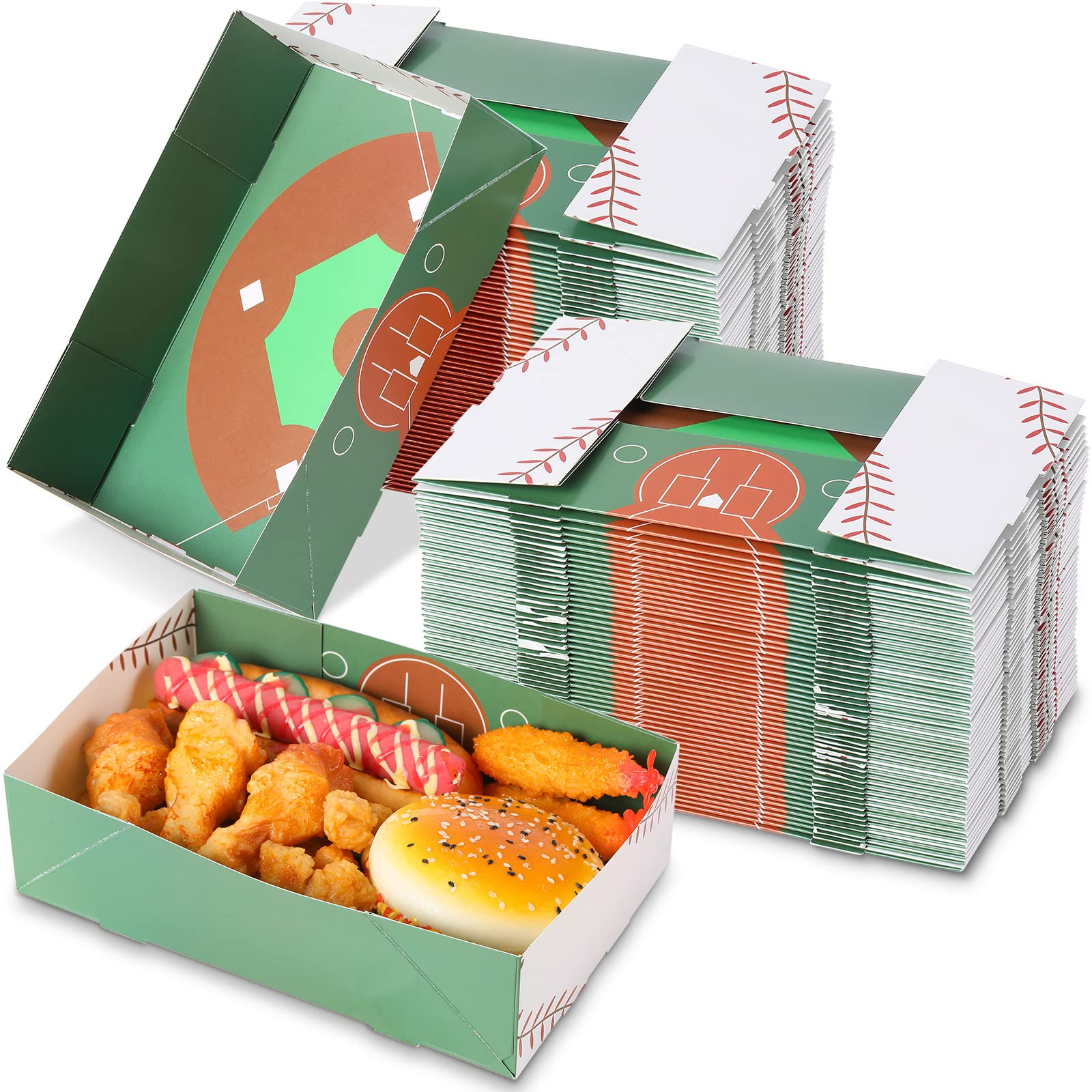 Plateaux alimentaires jetables baseball en papier cartonné pour buffet de fête