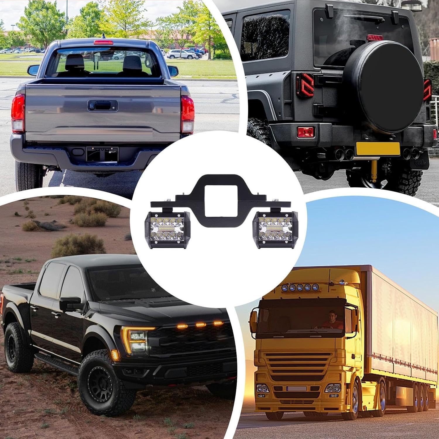 LED Light Pods - Waterproof Tailgate Light Strip for Trucks, High Brightness Spotlight Strip with Towing Hitch Brackets and Reverse Function, Ideal for Pickup Truck Boat Trailering Night Driving