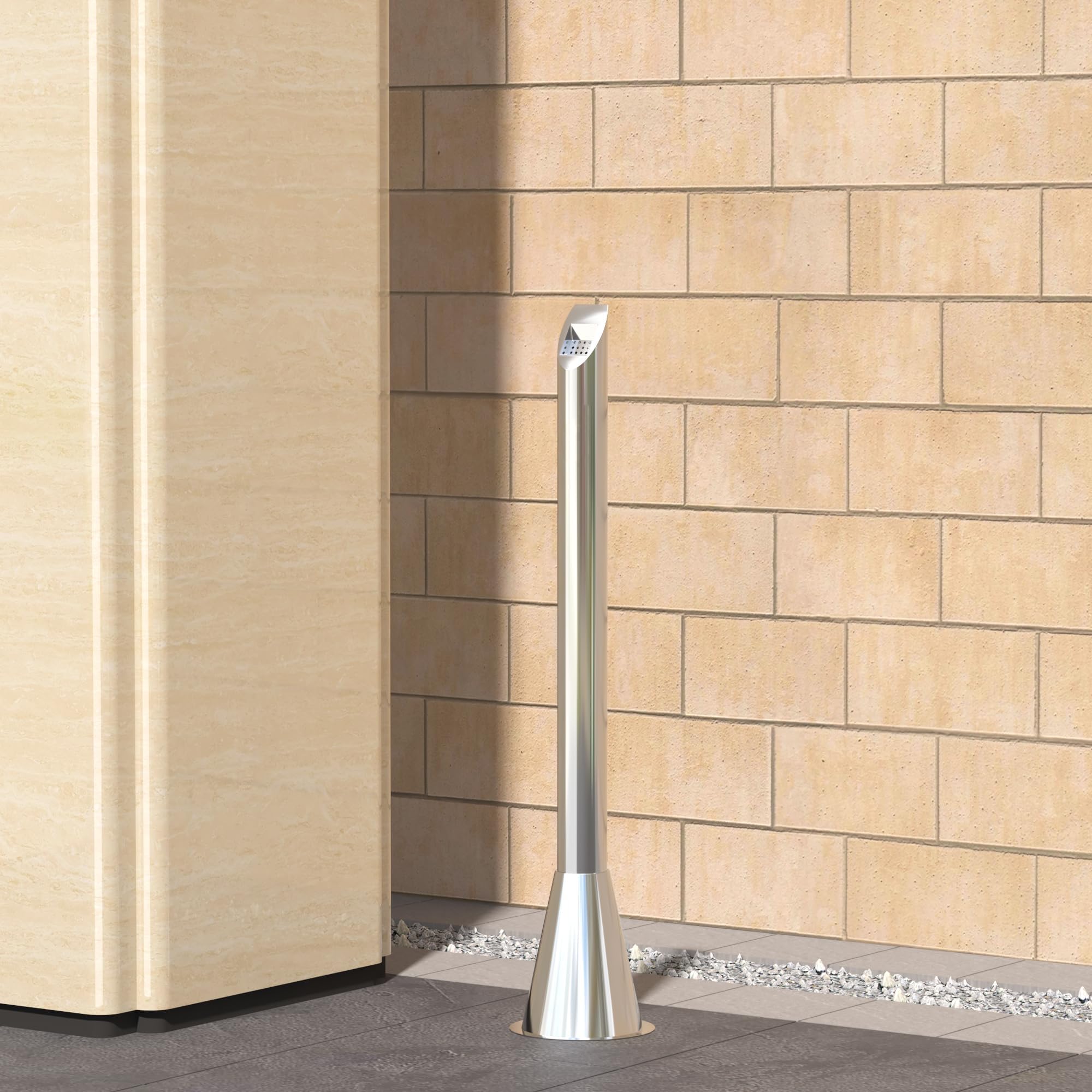 Edelstahl Stoßbehälter Entsorgung, Boden Standasche im Freien mit Schlüssel, gewerblicher Mülleimer für Wohnungen Büros Restaurants Bars Convenience-Stores, Silber 61 x 61 x 119 cm trash can