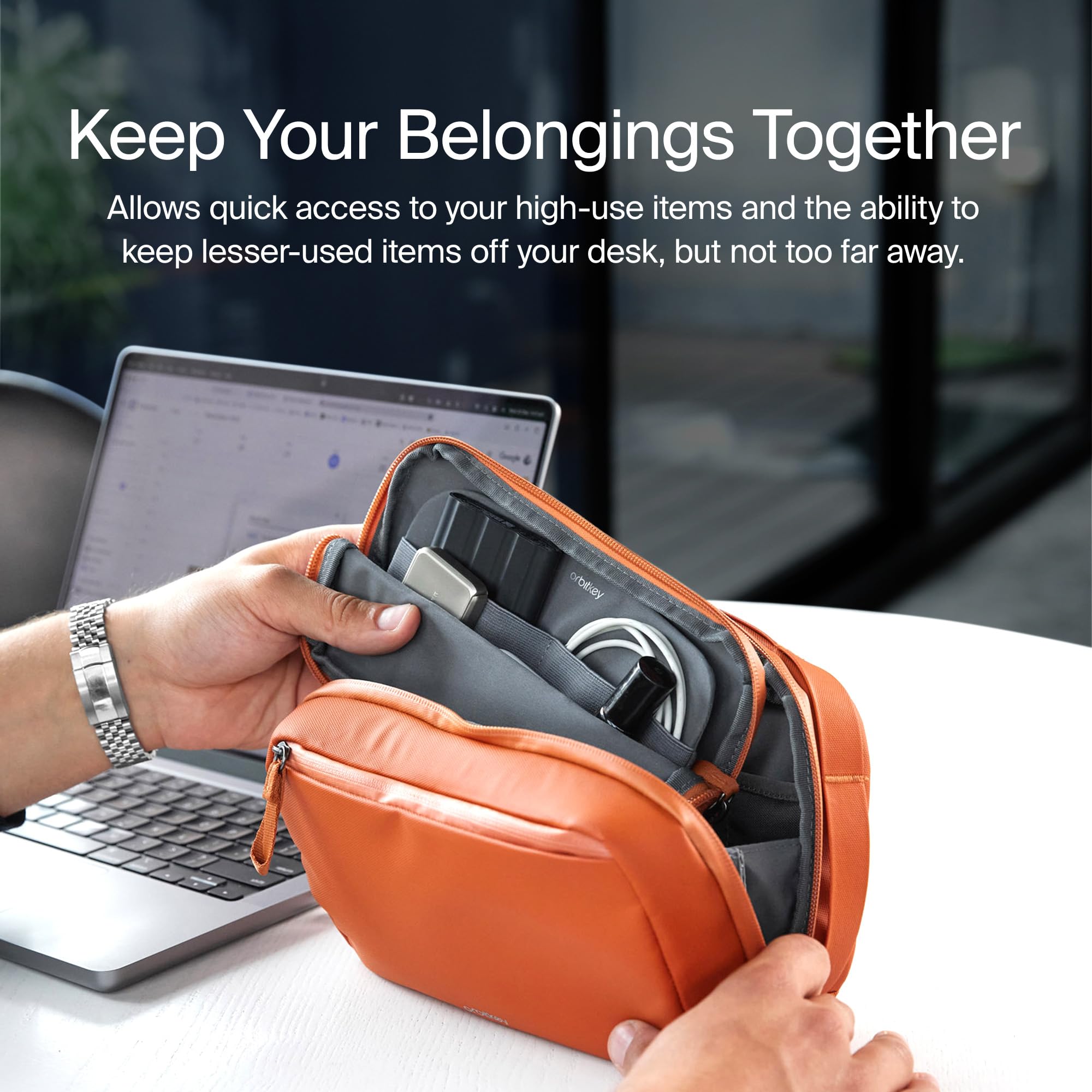 Orbitkey 2-in-1 Tech Accessory Pouch con custodia sottile staccabile - Organizzatore di elettronica da viaggio per cavi, caricabatterie, auricolari, power bank - Borsa gadget compatta e custodia
