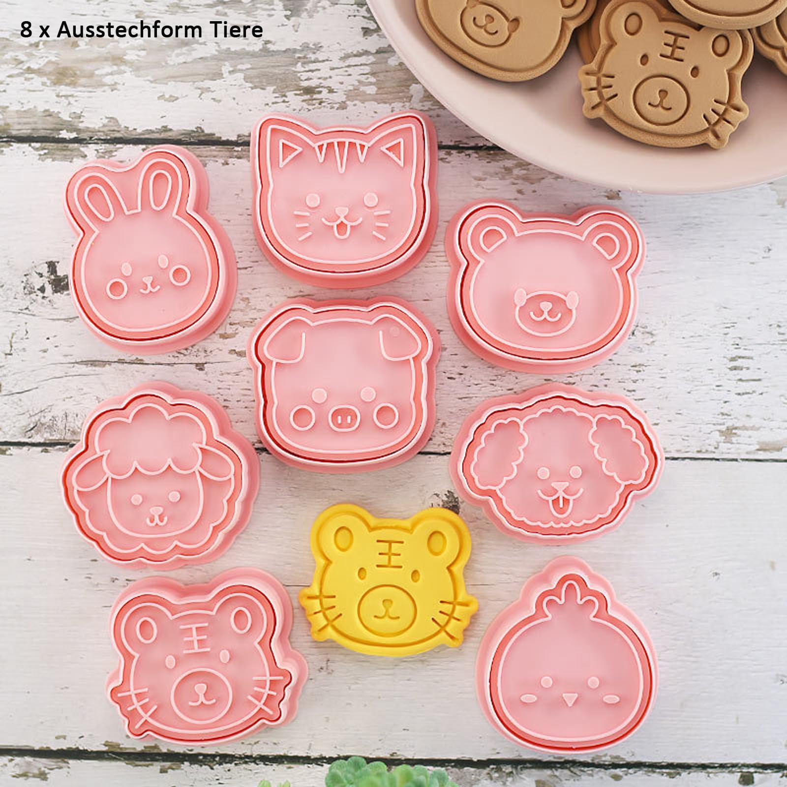 Stampini Biscotti Animali 3D - 8 Pezzi Per Bambini In Plastica Rosa - Foto 5