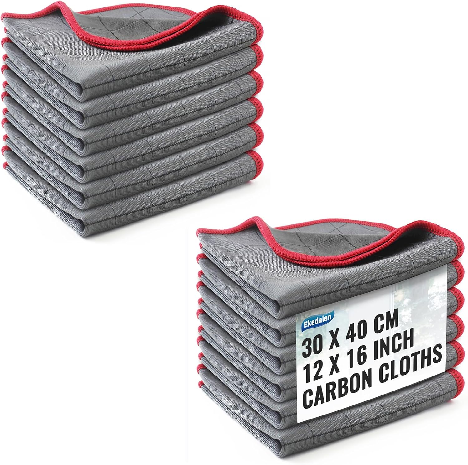 Lint Free Carbon Microfiber Cleaning Cloth Pack of 6 and Carbon Cloth Lint Free Glass Cleaning Cloth Pack of 6