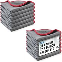 Lint Free Carbon Microfiber Cleaning Cloth Pack of 6 and Carbon Cloth Lint Free Glass Cleaning Cloth Pack of 6