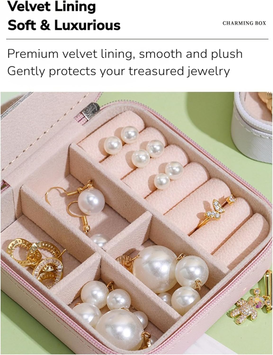 Travel Jewelry Organizer Case, Portable Mini Jewelry Box with Mirror, Travel Essentials, Valentines Day Bridesmaid Birthday Gifts for Woman Black image 3