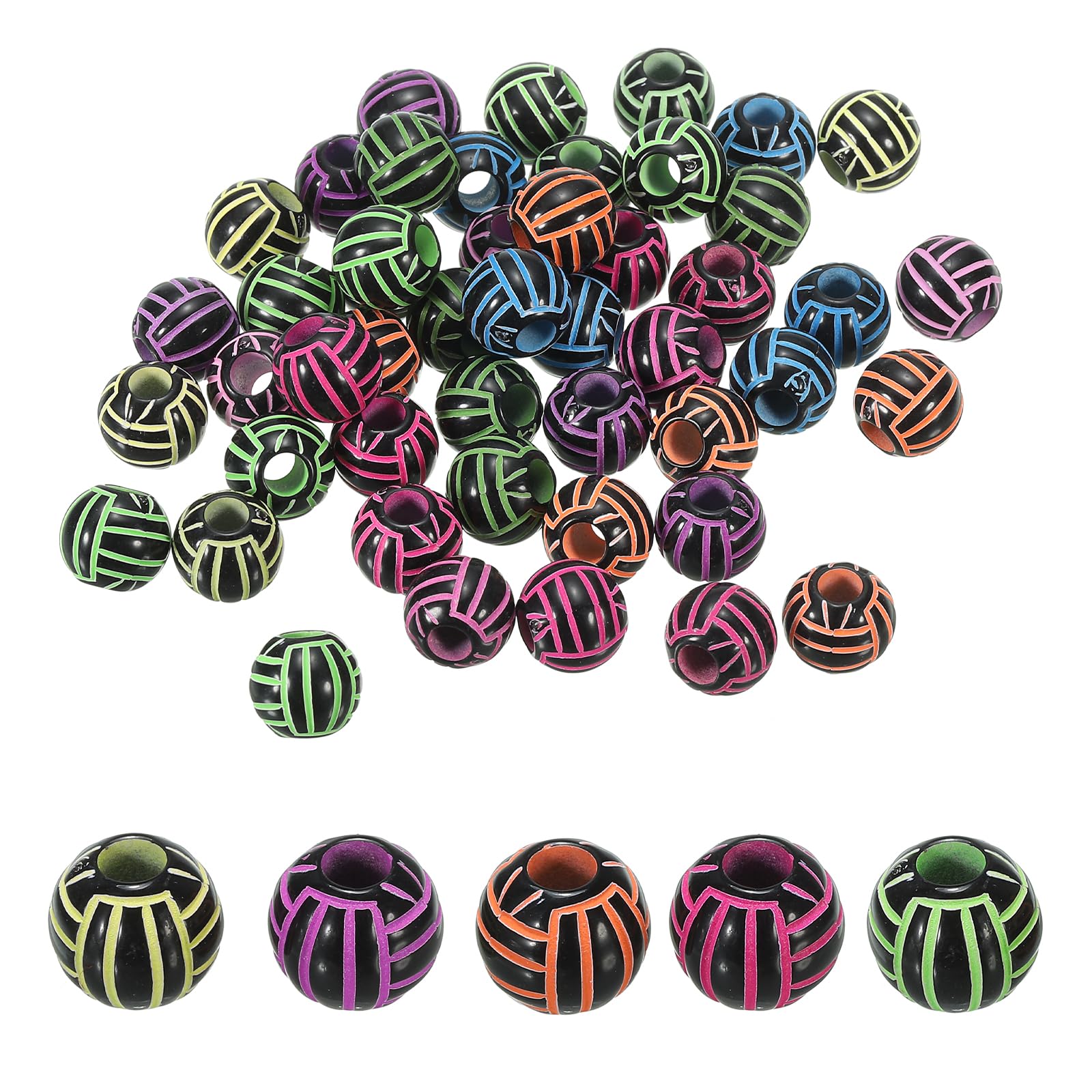 Simhoa 50 Pcs Perles D'Espacement Rondes En Acrylique Design Volleyball