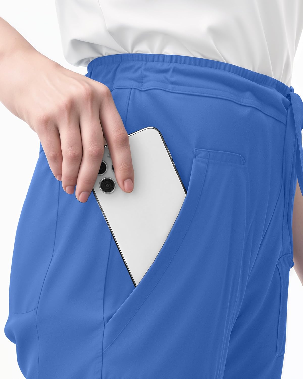 NY Threads Scrub Pants for Women Relaxed Fit, Mid Rise 5 Pockets Drawstring Womens Scrub Pants, 31 Inch Inseam - Image 3