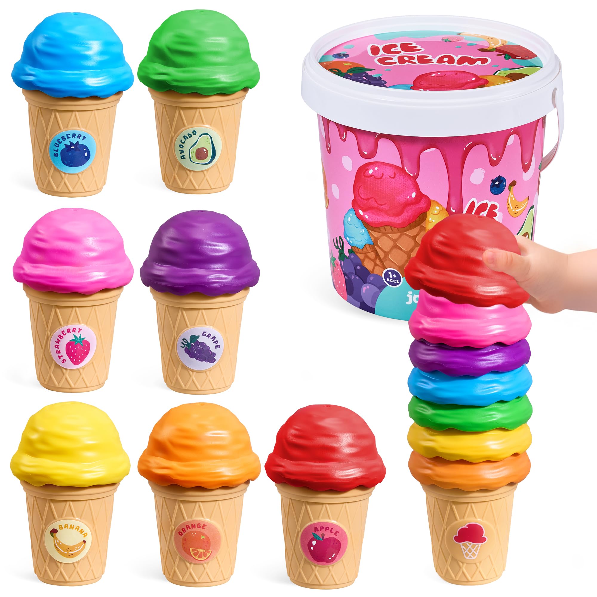 Amazon.com: JoyCat Ice Cream Toy Set for Toddlers 1-5, Color
