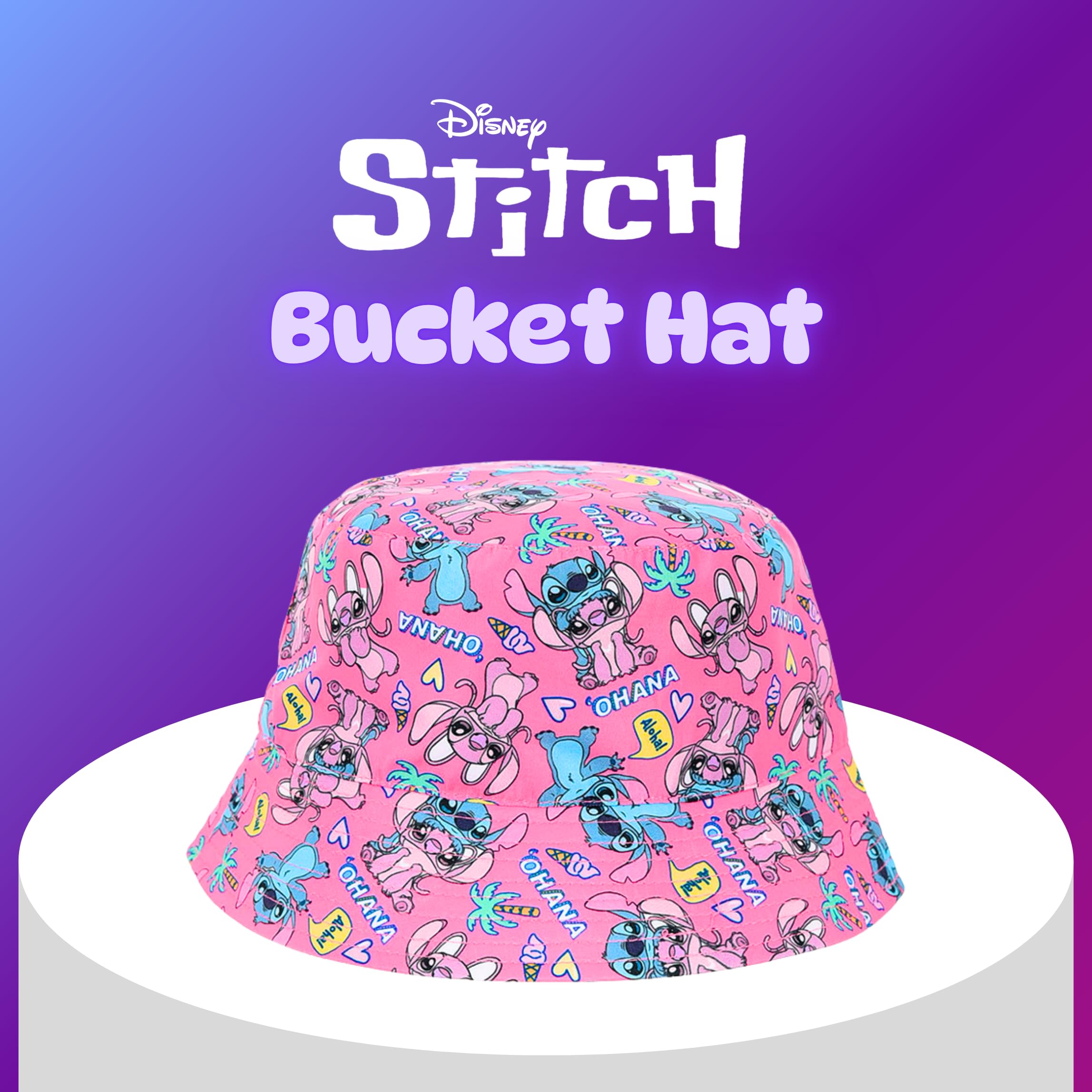Disney Stitch Gorro para Niñas, Diseño Ohana Stitch y Angel Gorra de Pescador, Gorra de Verano Infantil Regalo para Niñas