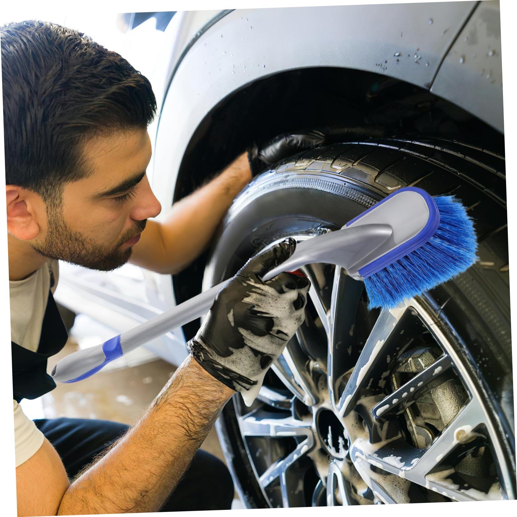Ciieeo Spazzola per Ruote a Setole Morbide da 2 Pezzi con Impugnatura Ergonomica per La Pulizia dei Pneumatici e dei Cerchi, Ideale per La Cura Dell'auto e La Pulizia dei Dettagli