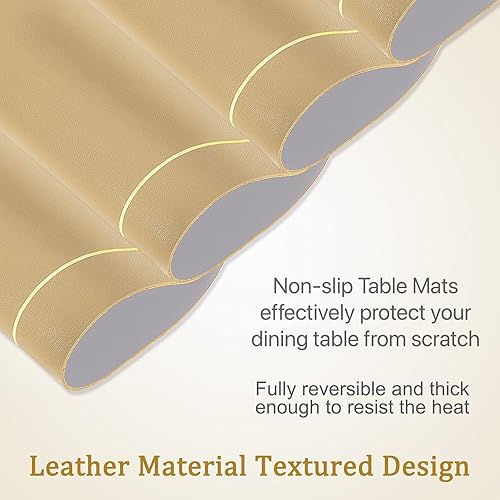 Miniatura 9 de ANUNU Juego de 4 manteles individuales de piel sintética, diseño ovalado, de doble cara, impermeables, resistentes al calor, decoración del hogar,
