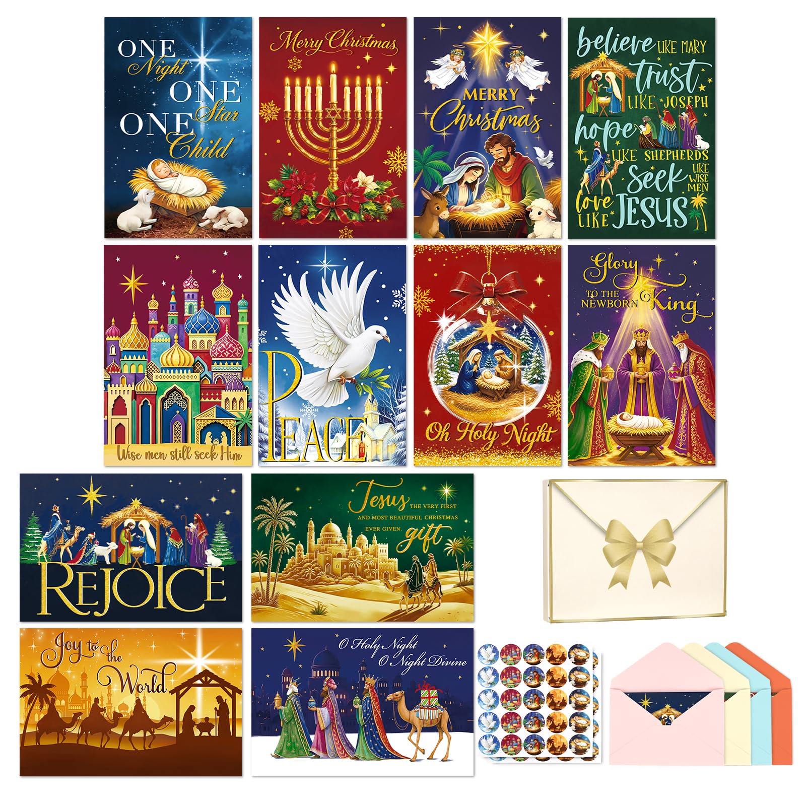 Decalsweet Christmas Greeting Cards Seasonal Cards with Envelopes 36 pieces
