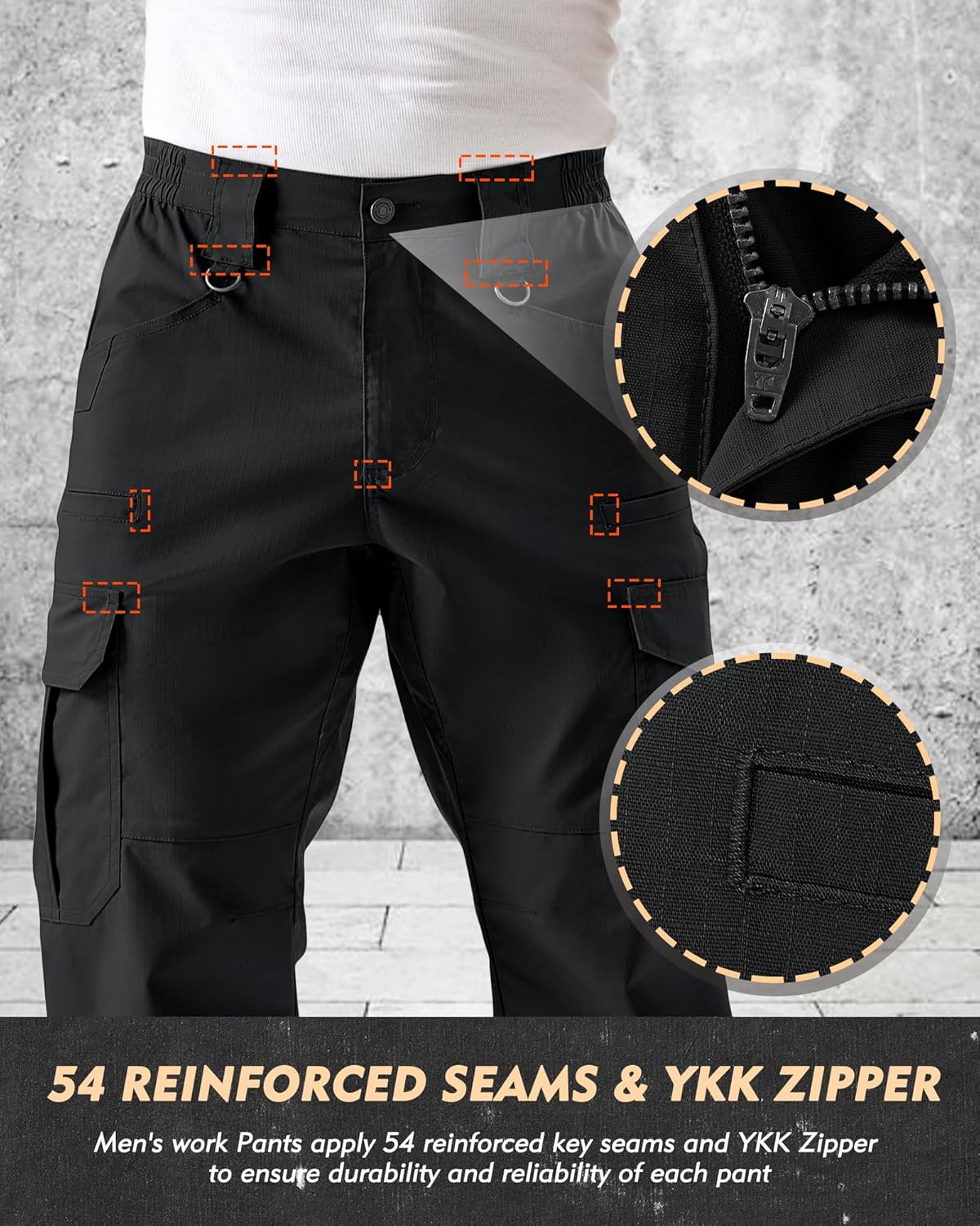 IGOLUMON Men's Stretch Tactical Pants,Ripstop Cargo Pants with 11 Pockets, Lightweight Outdoor EDC Work Hiking Pants - Image 7