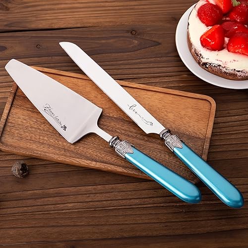 Miniatura 5 de Juego de cuchillo y servidor para pastel (azul)