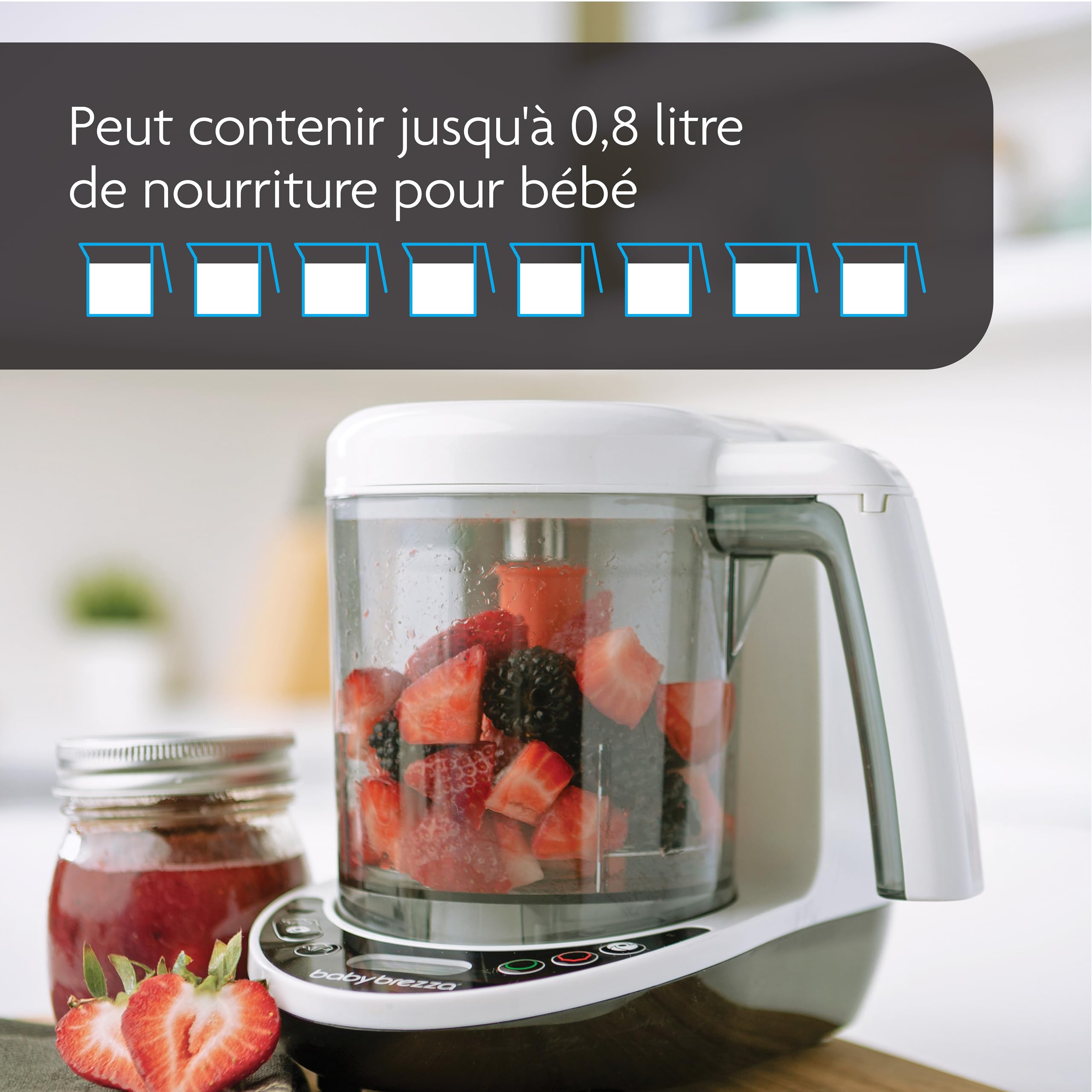 Baby brezza - Food Maker Deluxe - Robot cuisine Multifonction Bébé - Chauffe à la Vapeur Et Mixe Les Aliments par Simple Pression d'un Bouton