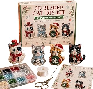 JRSTJK DIY 3D Beaded Cat Art Kit Handmade Animal Figurine Craft Gift K | DIY 3D Beaded Cat Kit,Complete Craft Tools,4 Cute Cat Designs,Relaxing Hobby