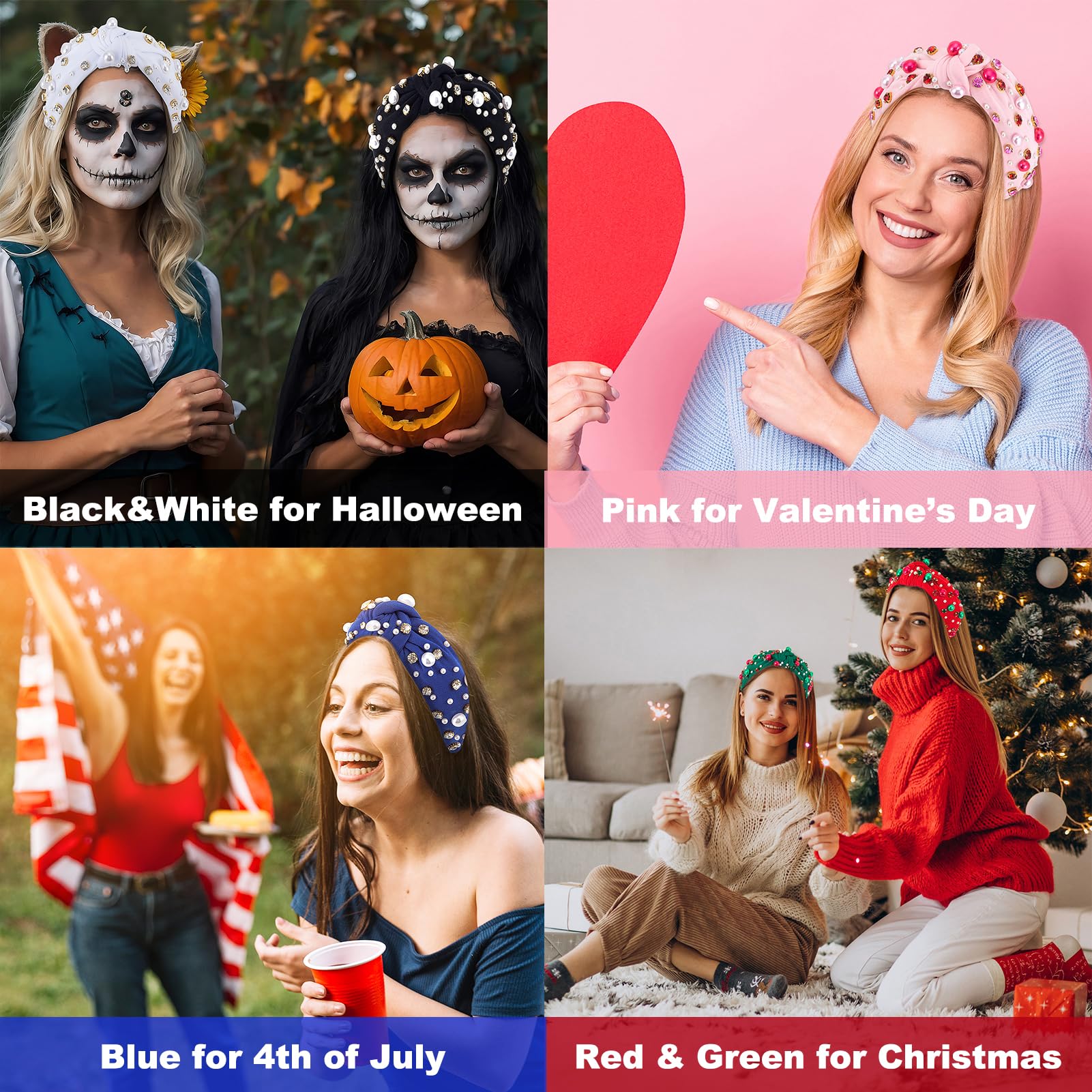 winthrop 6 diademas de Navidad BS para mujer, diadema ancha anudada, turbante, antideslizante, bandas para la cabeza, bandas para la cabeza, para yoga, bufanda para el pelo, accesorios de cosplay,