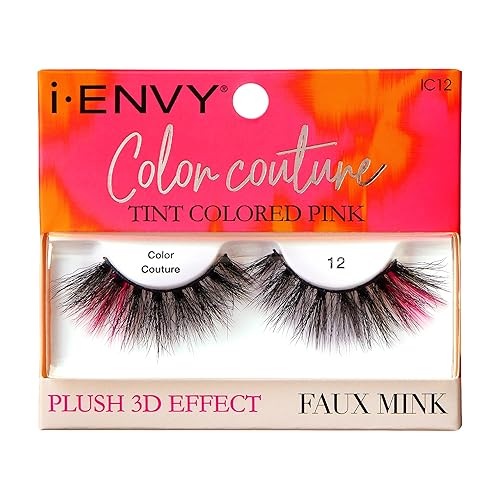 Miniatura 8 de iENVY - Pestañas postizas de imitación de visón de color, pestañas de colores mixtos, máxima esponjosidad y volumen, pestañas postizas (rosa tintado)