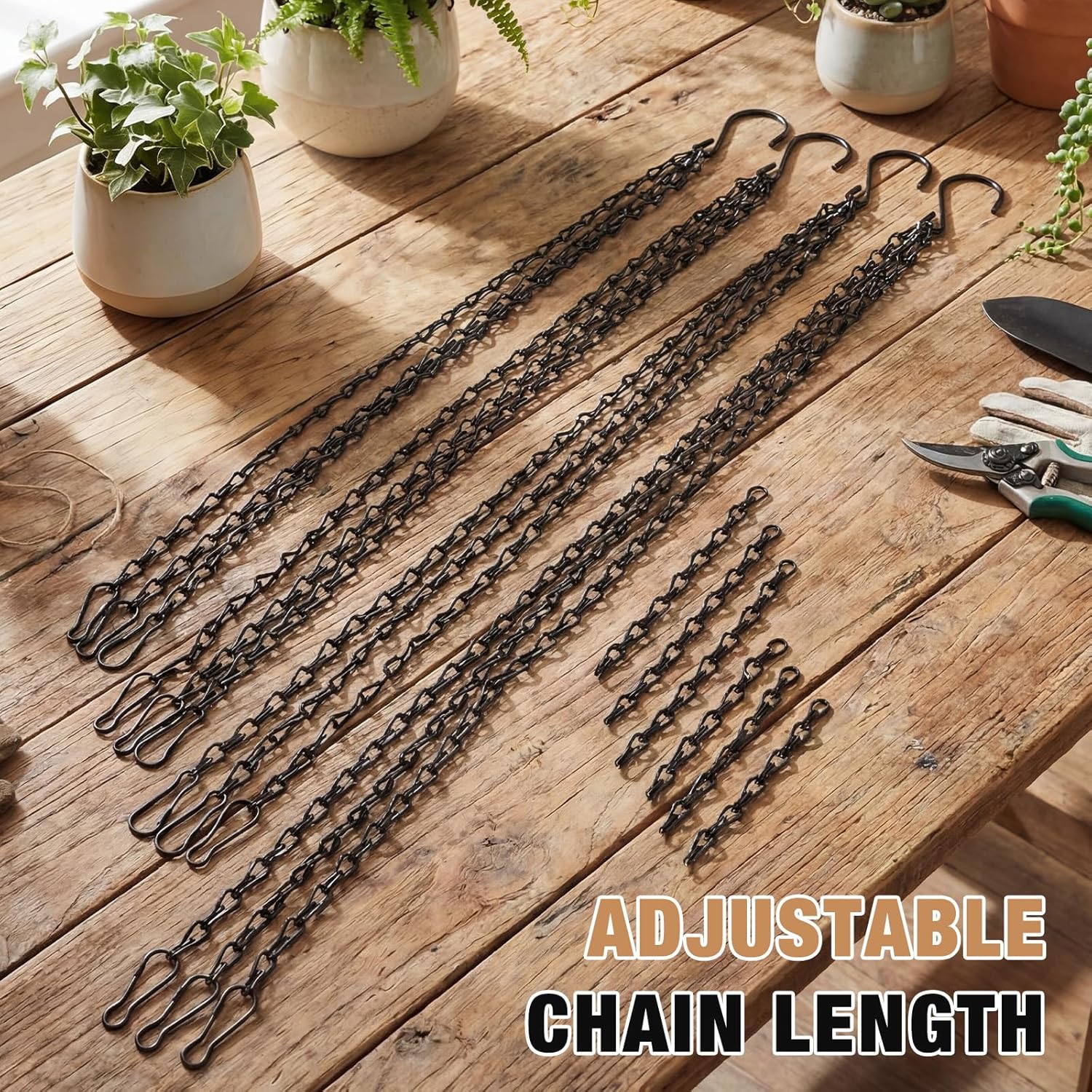20 Pack 23 Inch Hanging Basket Chain Plant Hanging Chains with Hook Flower Pot Hangers Metal Plant Hanger Replacement Pot Holder for Planters, Bird Feeders and Lanterns