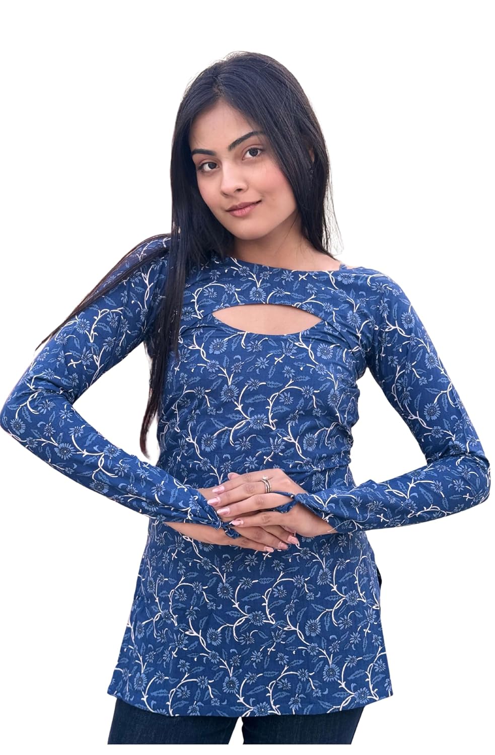 VAAKI Women Cream Safari Print Kurti Top Cotton | Full Sleeve Cut-Out Neck Long Tunic for Casual Wear - Review, Price and Buying Guide