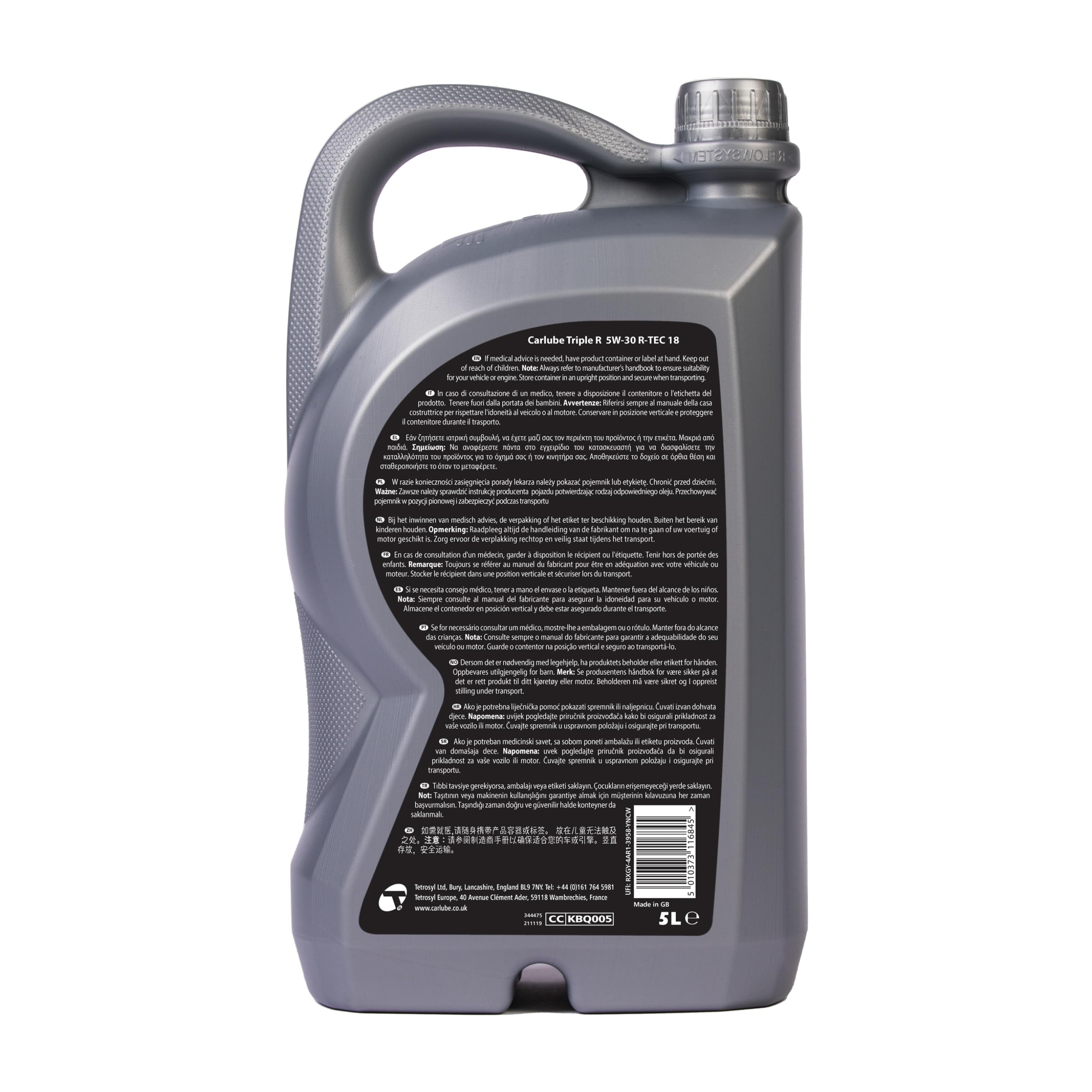 Carlube Triple R 5W-30 Dexos 1 Totalmente Sintético R-TEC 18 5L, API SN