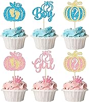 Vista 19 de 24 decoraciones de calabaza Oh Baby para cupcakes con purpurina de calabaza para cumpleaños, baby shower, decoración de pastel de cumpleaños, baby
