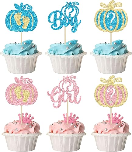 Miniatura 19 de 24 decoraciones de calabaza Oh Baby para cupcakes con purpurina de calabaza para cumpleaños, baby shower, decoración de pastel de cumpleaños, baby