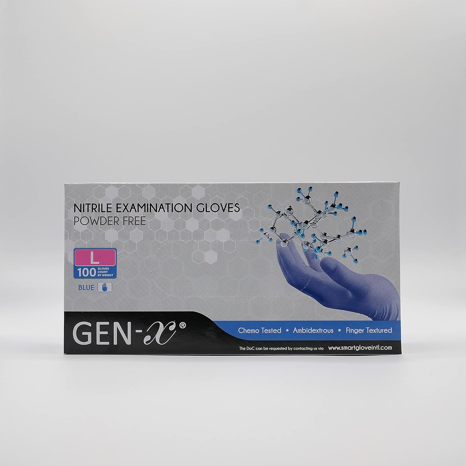 Gen-X Nitrile Examination Glove powder free, finger textured, Medium, 100 gloves per box - Image 3