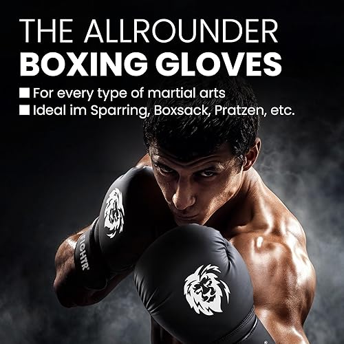 Miniatura 6 de FIGHTR Guantes de boxeo prémium para mayor estabilidad para hombres y mujeres boxeo MMA Muay Thai Kickboxing entrenamiento y Sparring 08 10 12 14 16