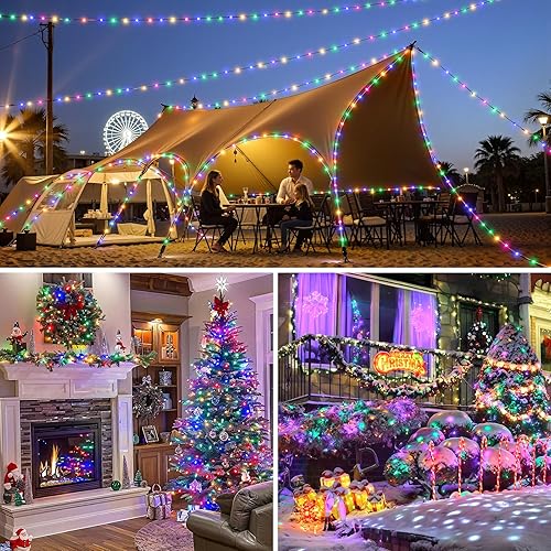 Miniatura 7 de Mlambert 1500 luces LED de Navidad de 492 pies, luces de hadas regulables impermeables para exteriores con control remoto, 8 modos de iluminación