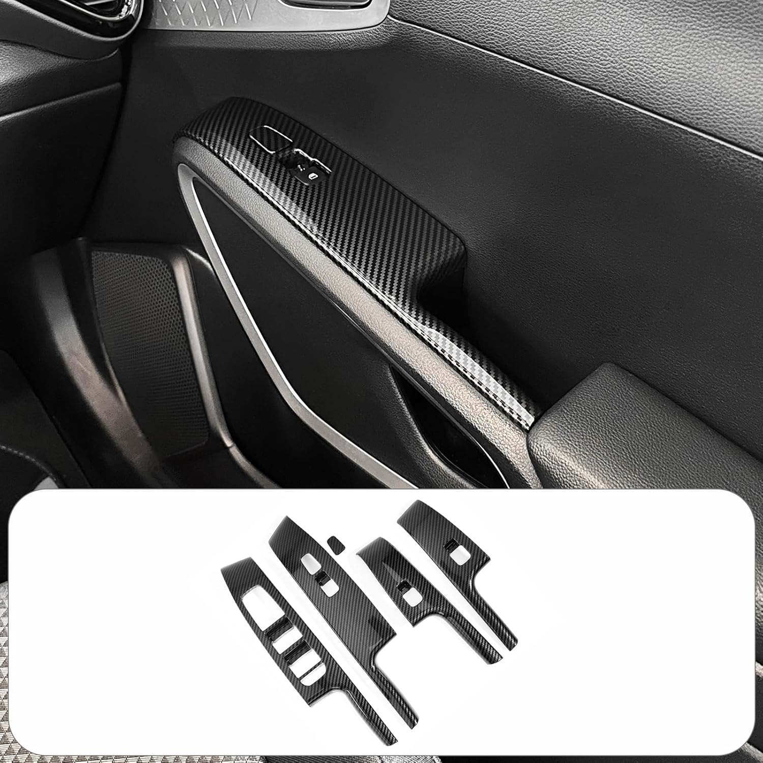 4PCS Door Lock Switch Covers Trim Compatible with Soul 2020-2026 Accessories (Carbon Fiber Pattern)