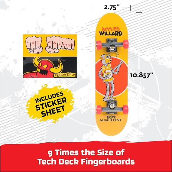 TECH DECK Toy Machine Handboard, Authentic Mini Skateboard | 9x Larger than a Fingerboard, Hands Only, Authentic Graphics, Die-Cast Trucks, Skateboard Gifts for Kids & Collectors Ages 6+