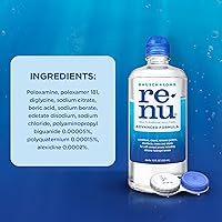 Vista 6 de Renu Solución para Lentes de Contacto, Fórmula Avanzada, Solución Multiusos con Estuche para Lentes, Limpia Suavemente, Desinfecta, Hidrata