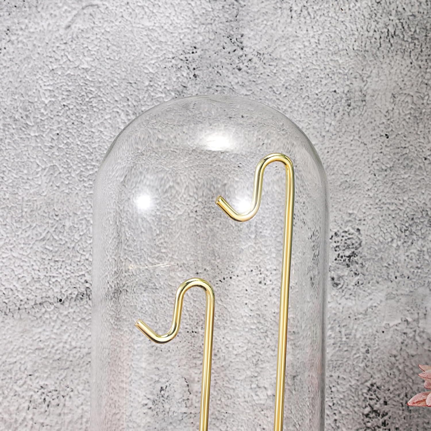 JUXYES Clear Glass Pocket Watch Display Dome Case with Base, 4x8 Inches
