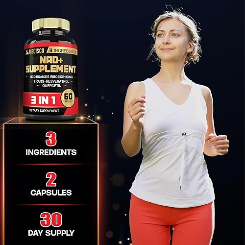 Miniatura 5 de Suplemento NAD+ 3 en 1 - Ribosida de nicotinamida con resveratrol y quercetina trans - 60 unidades - Suministro para 30 días