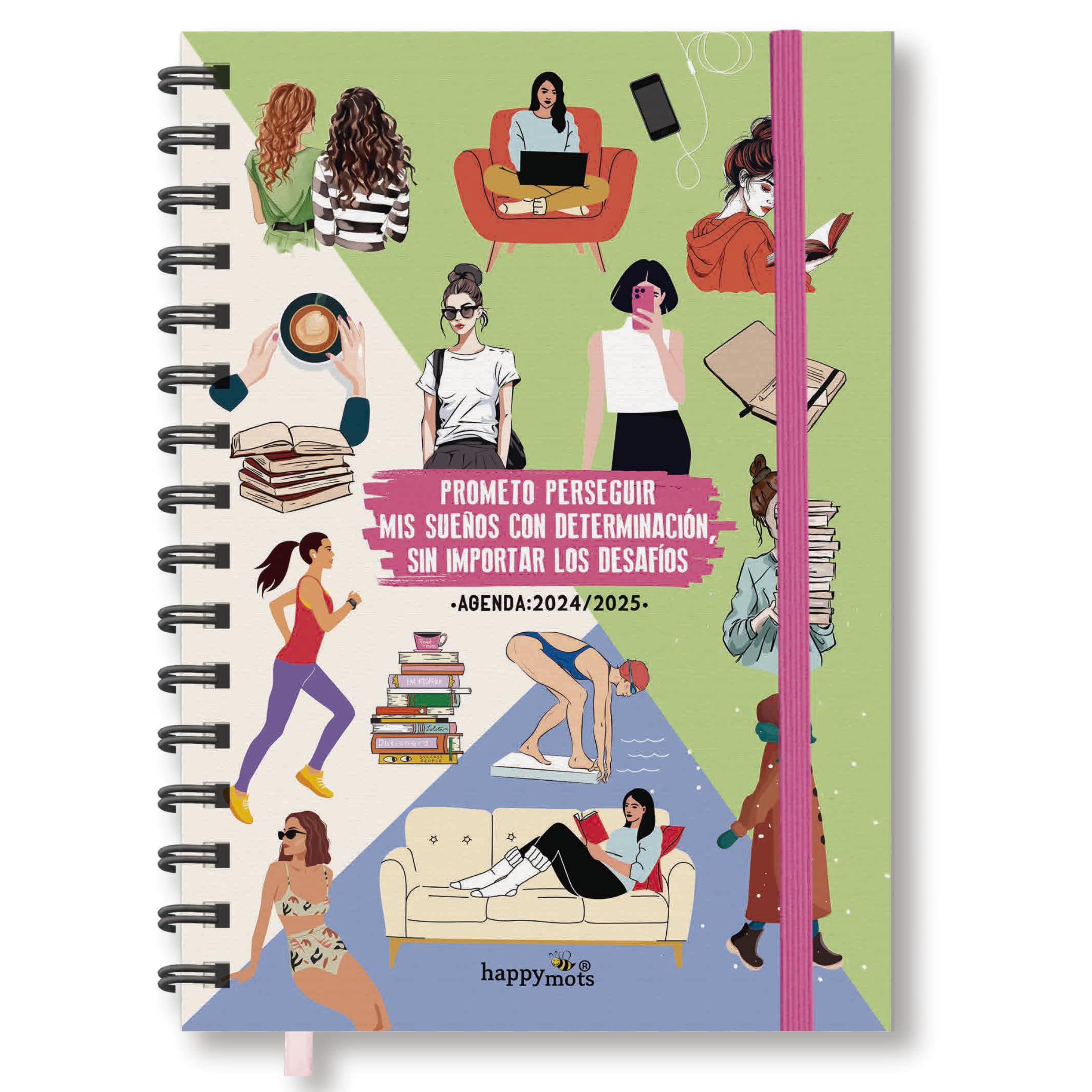 HappyMots - Agenda Escolar 2024-2025 Semana Vista - Organiza, Planifica, Triunfa - Agendas Escolares 2024-2025 Para una Vida Feliz y Organidada (PROMETO PERSEGUIR MIS SUEÑOS)