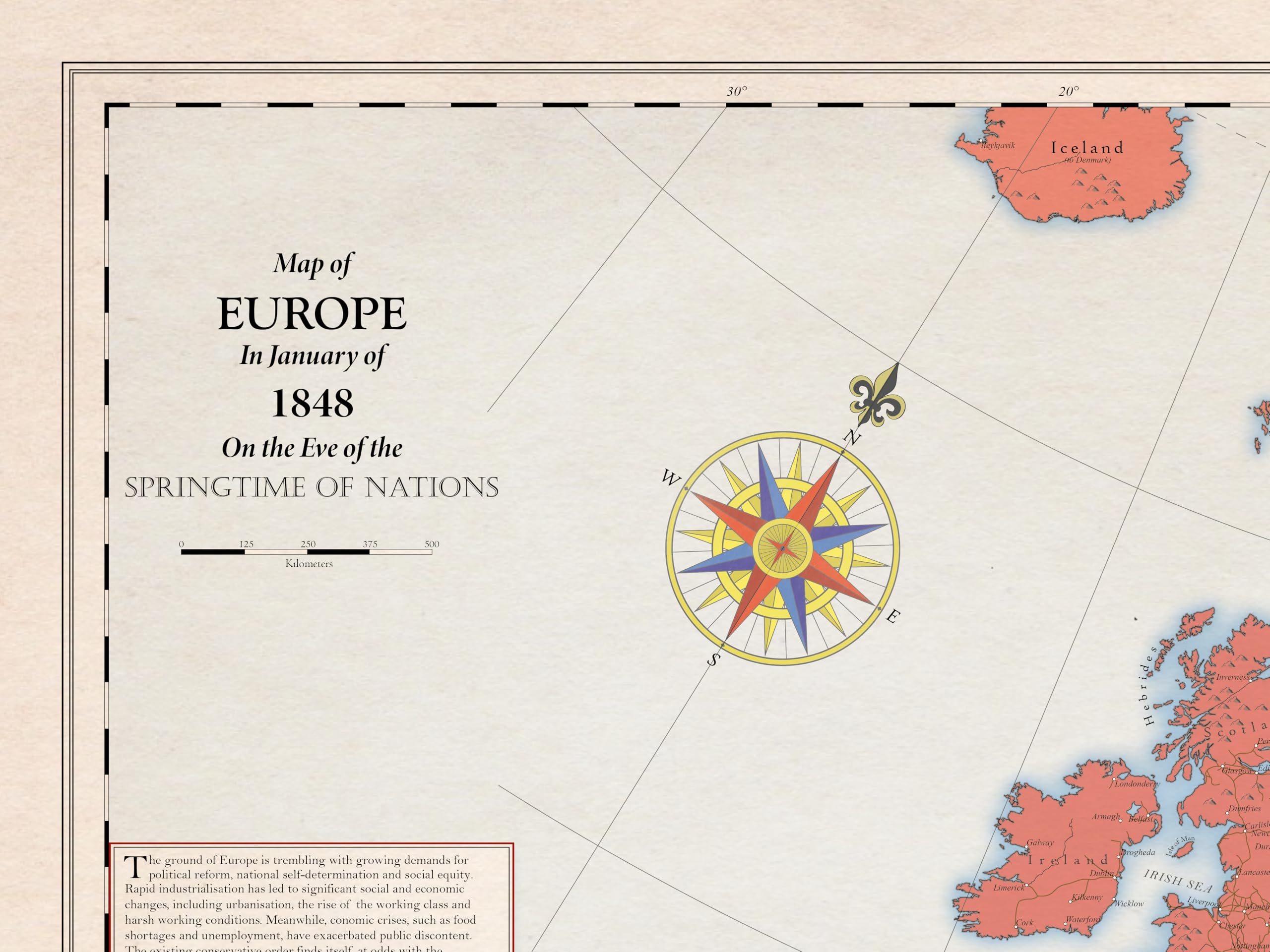 Europa 1848, Mapa Histórico (100x70cm)
