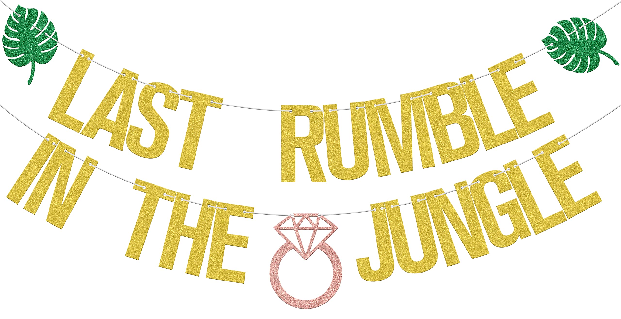 Last Rumble Banner, Jungle Bachelorette Decorations, Let's Get Wild Banner, Tropical Jungle Theme Bridal Shower Party Decors Supplies Gold & Green