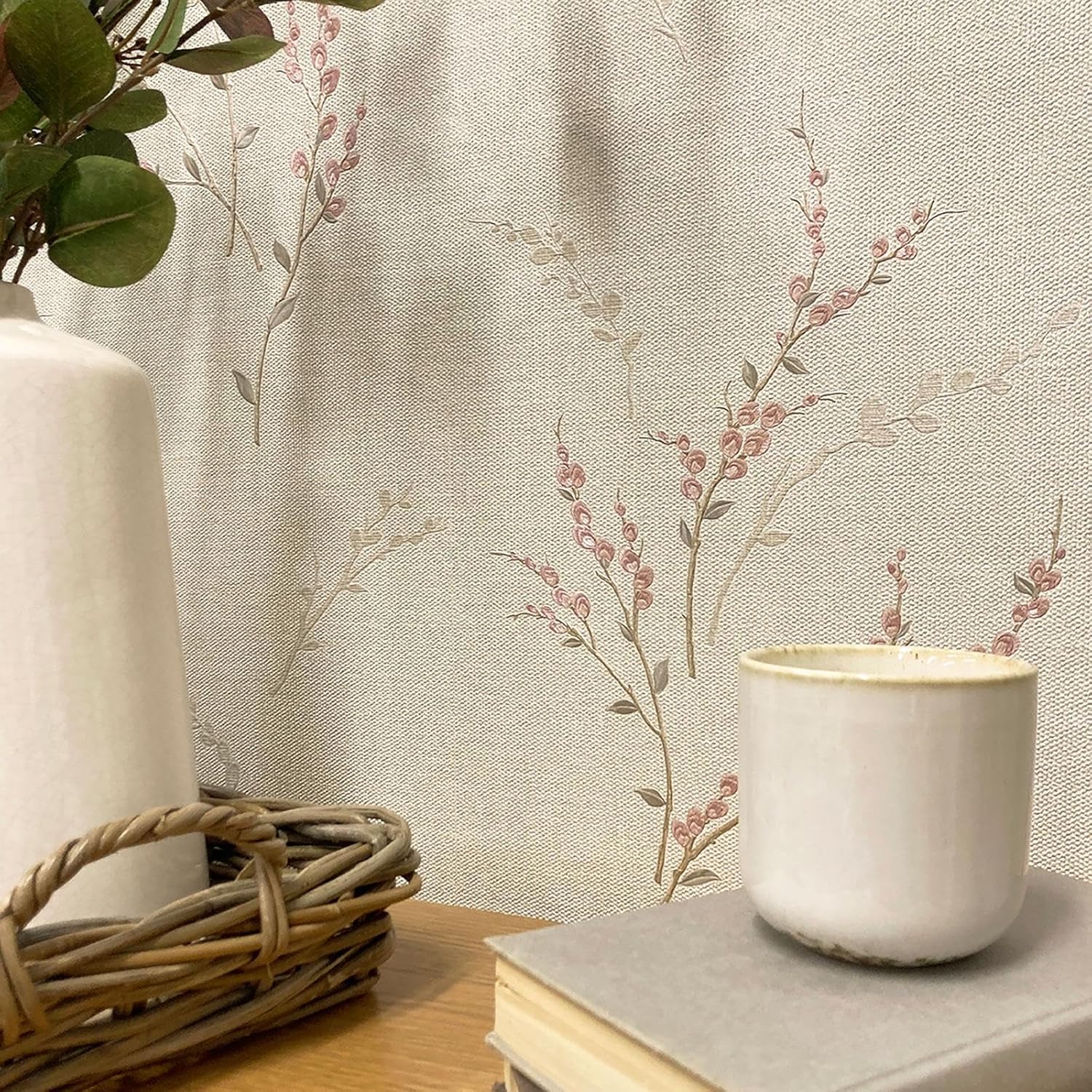 Carmella Floral Textured Vinyl Wallpaper Pink Belgravia 7153