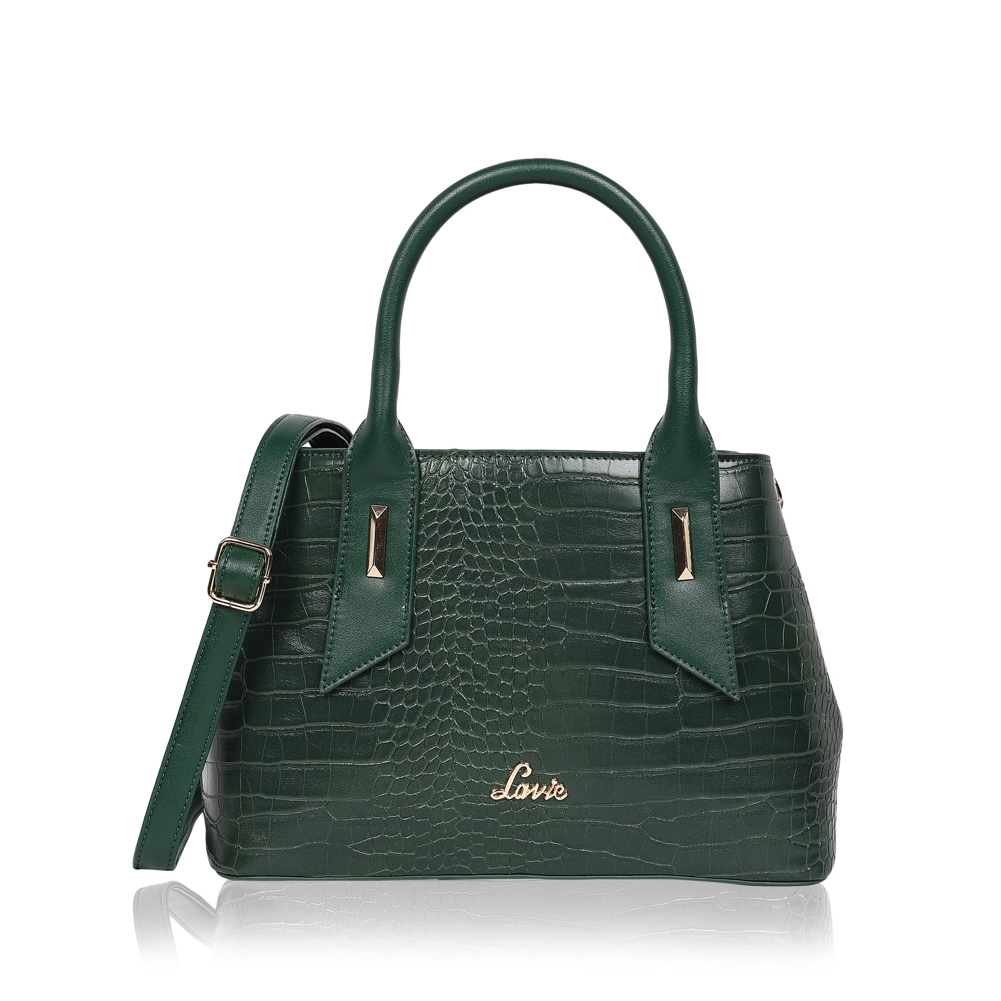 Lavie Glossy Croc Rumba Satchel For Women(Green) (B0BN7WGQP6) Amazon Price History, Amazon Price Tracker