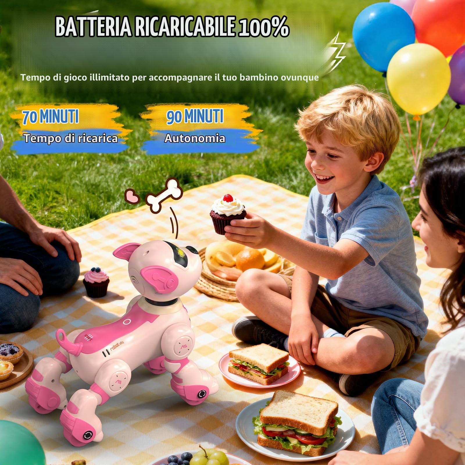 Cane Robot, Cane Robot Intelligente Telecomandato per Bambini, Programmabile, Controllo Vocale (solo in inglese), Controllo dei Gesti, Giocattolo Robot Cane Interattivo per Bambini