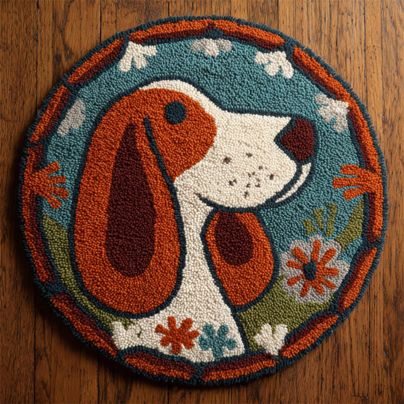 Kitquiver Dog Animal Tapestry Kits for Adults Cartoon Basset Hound Knitting Kits for Adults Latch Hook Canvas DIY Rugs Crochet Yarn Set Embroidery Kit 50x50cm