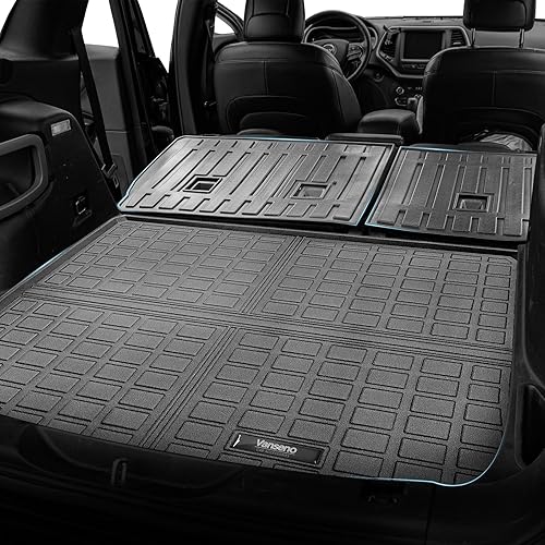 Miniatura 4 de Vanseno Alfombrillas de piso y forros de carga y alfombrilla de respaldo compatibles con Jeep Cherokee 2014-2023 (sin Latittude) juego completo
