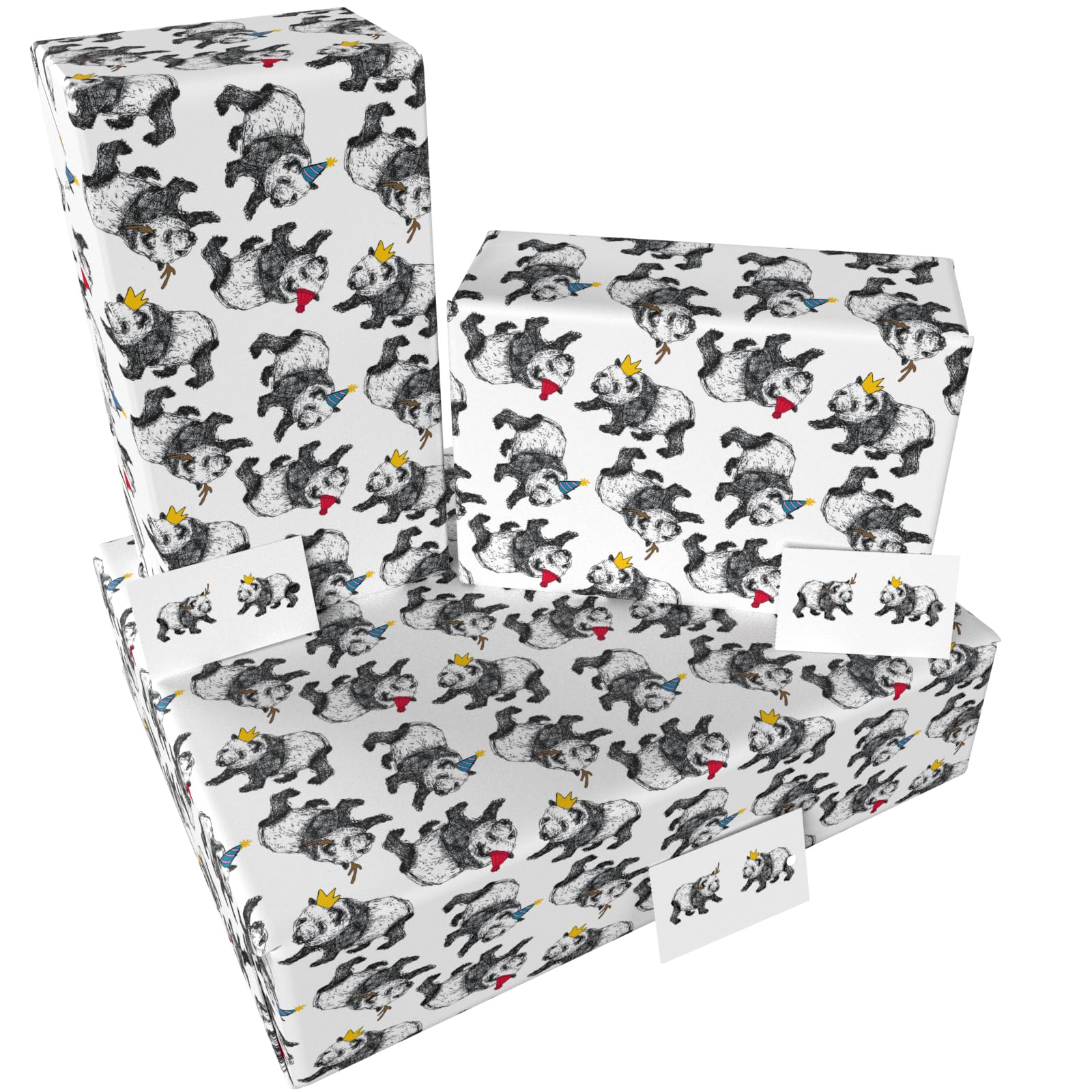 Luxury Eco Xmas Gift Wrap 3 Sheets Tags Christmas Pandas | Desertcart - View #6